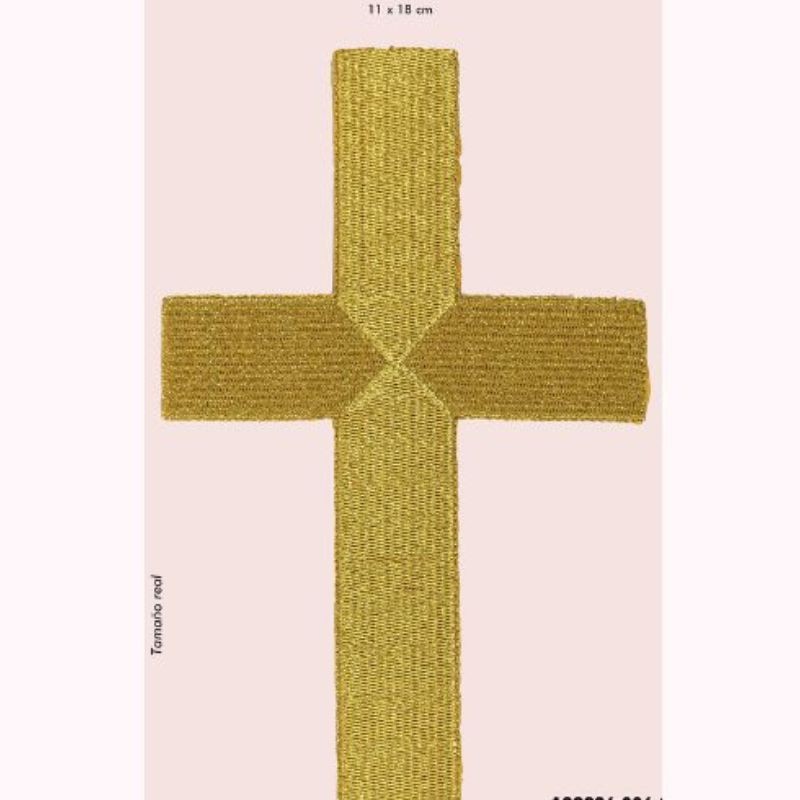 Cruz bordada termoadhesiva metal